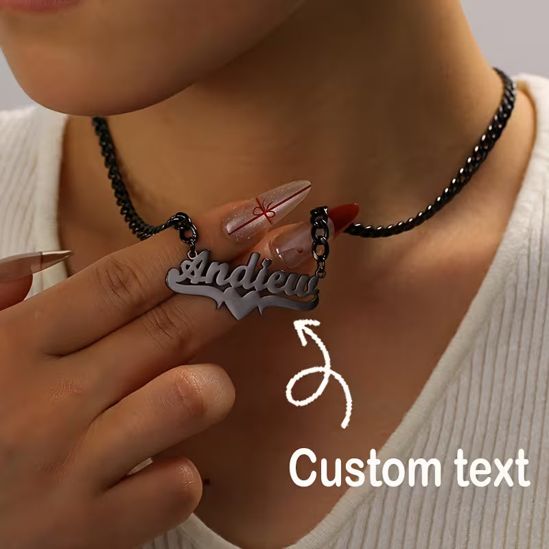 Midnight HeartScript Necklace