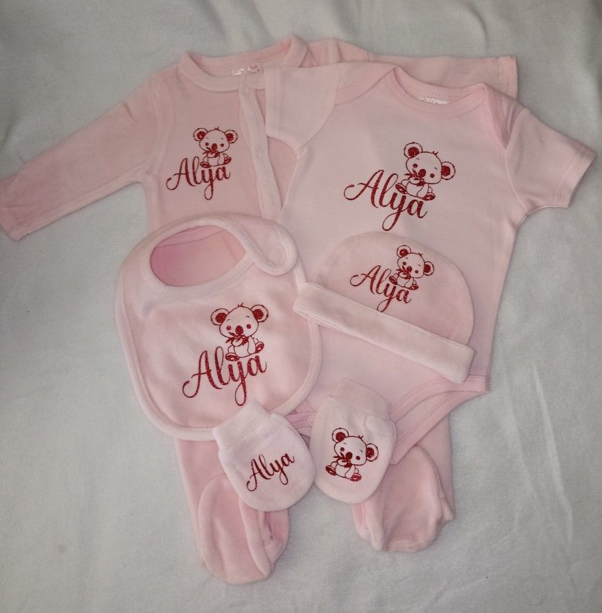 Custom Text Baby Onesie Set