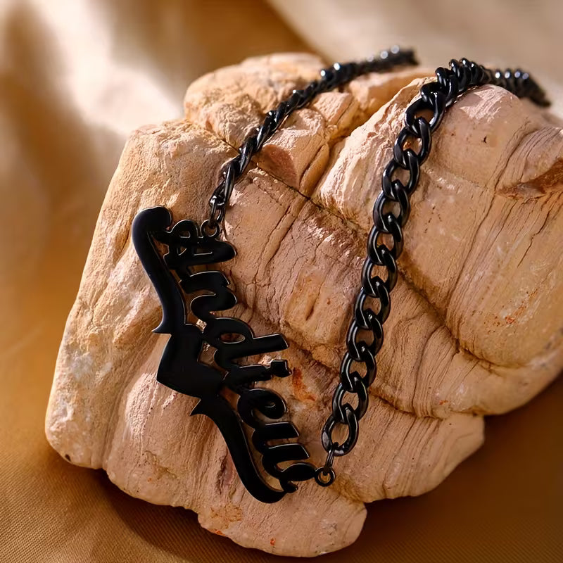 Midnight HeartScript Necklace