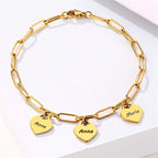 Golden Heart Name Chain Bracelet