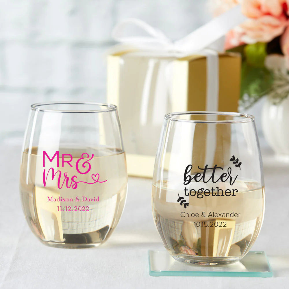 Personalised Stemless Wine Glass