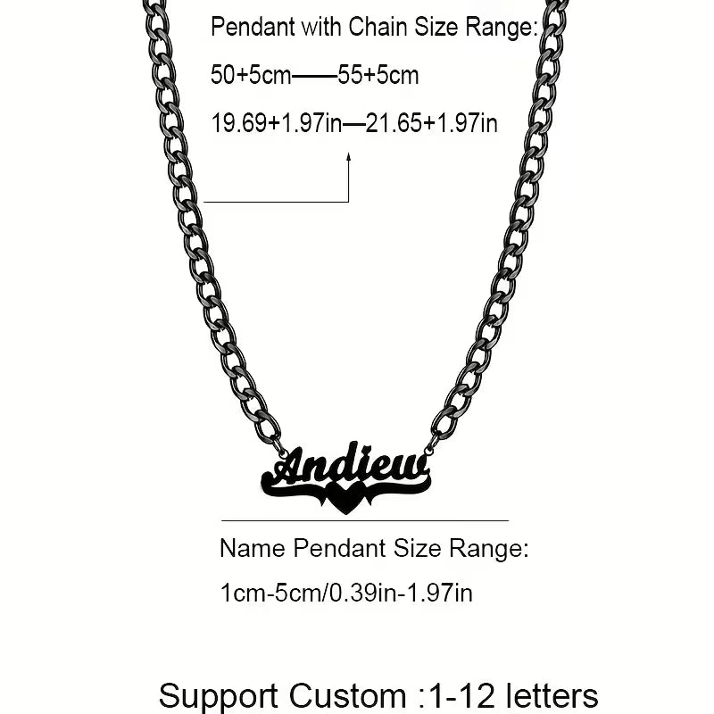 Midnight HeartScript Necklace