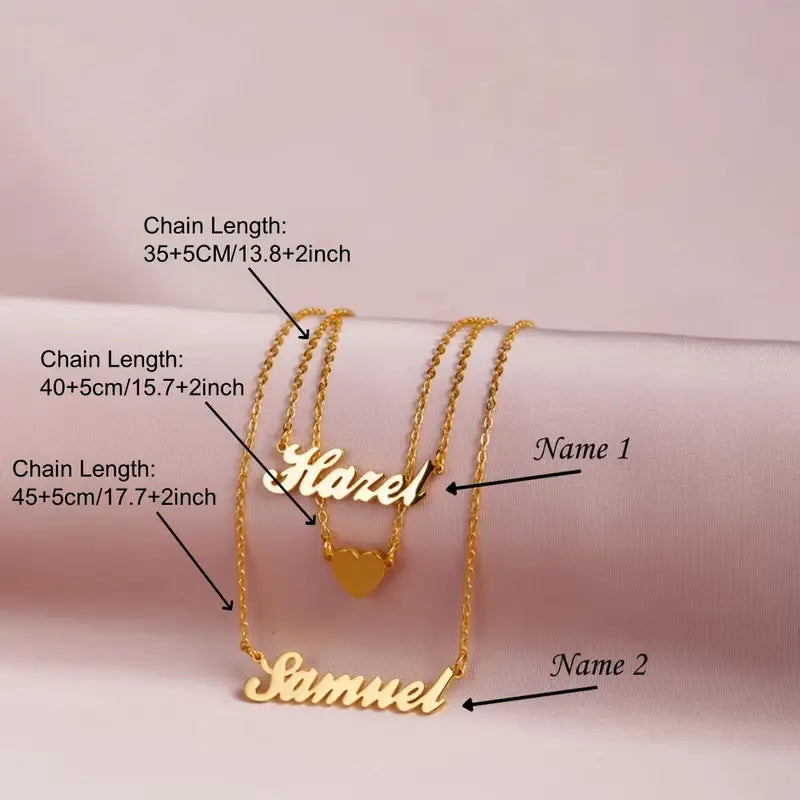 Trinity Layers Name Necklace