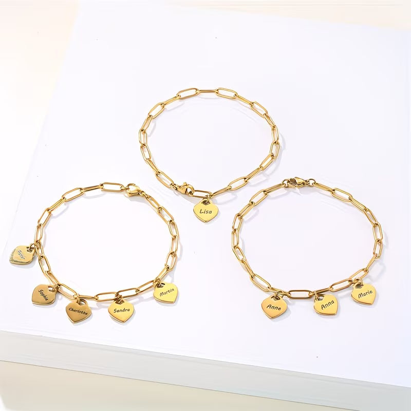 Golden Heart Name Chain Bracelet