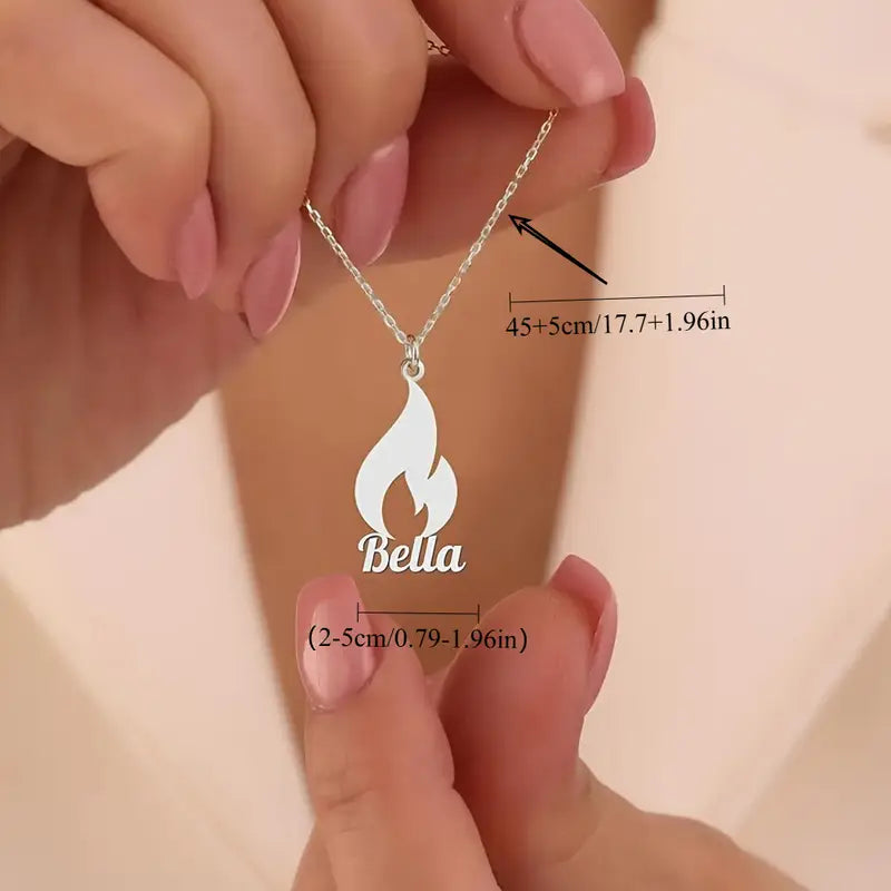 Flame Glow Name Necklace