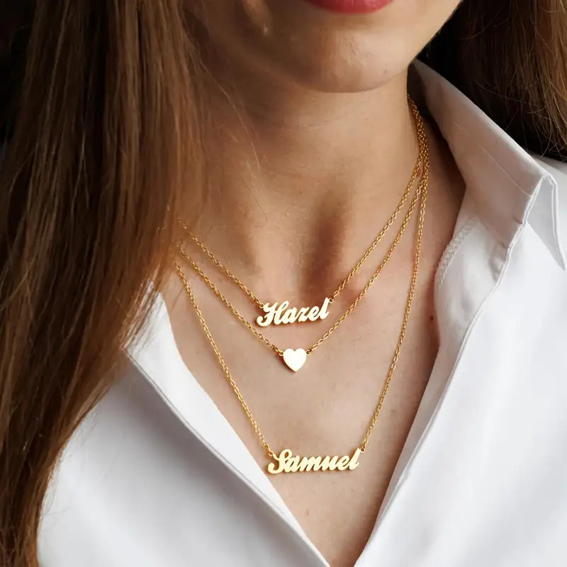 Trinity Layers Name Necklace