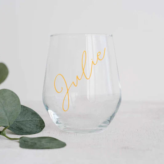 Personalised Stemless Wine Glass