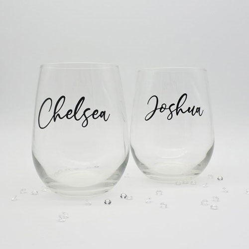 Personalised Stemless Wine Glass