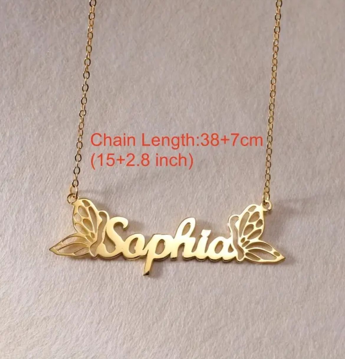 Golden Breeze Butterfly Name Necklace