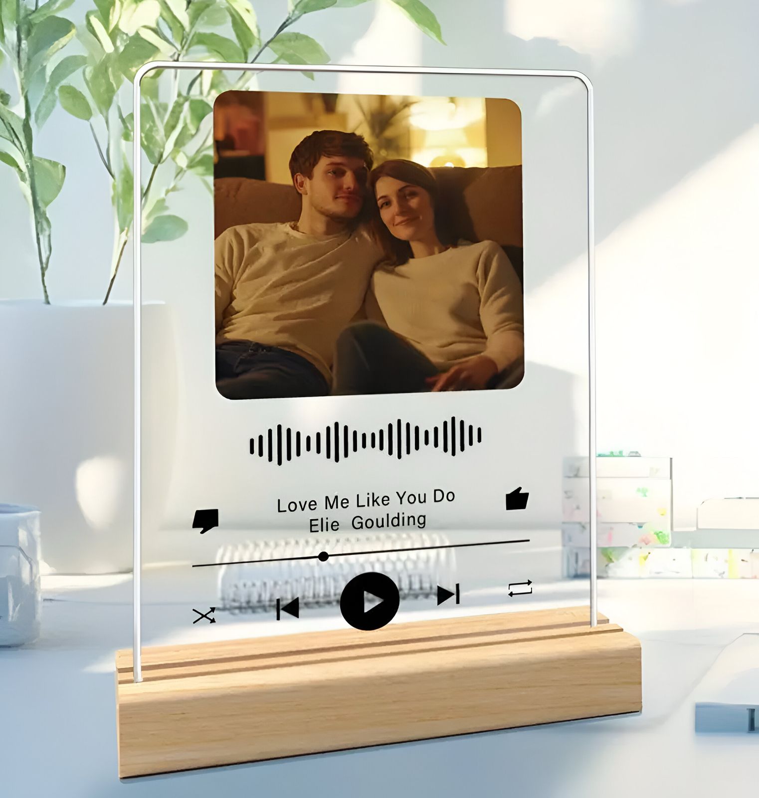Music Plaque Acrylic Record with Wooden Stand