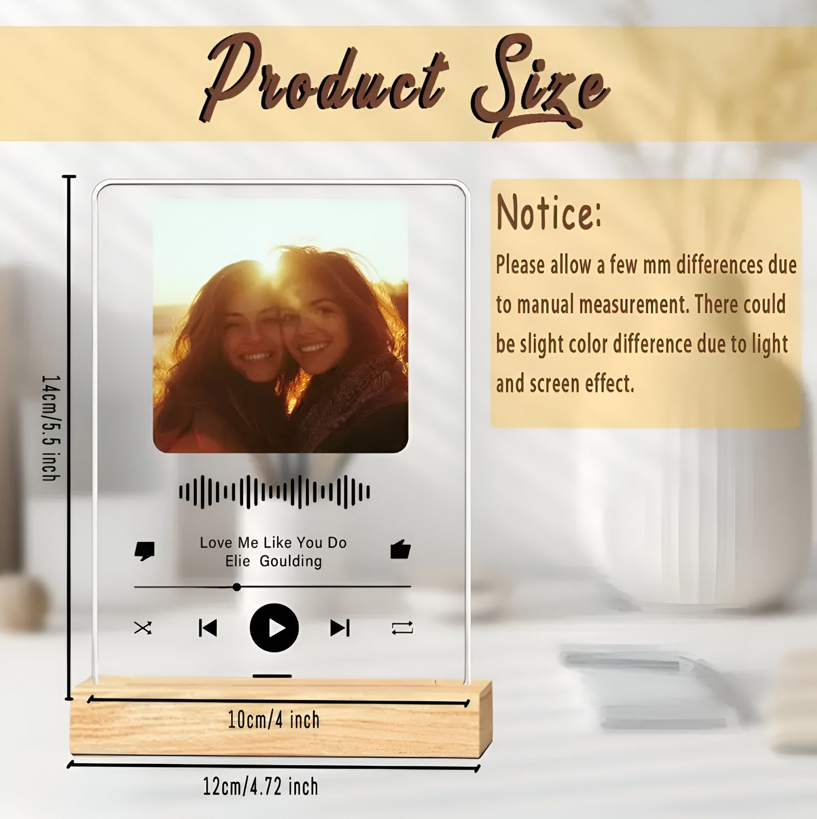 Music Plaque Acrylic Record with Wooden Stand