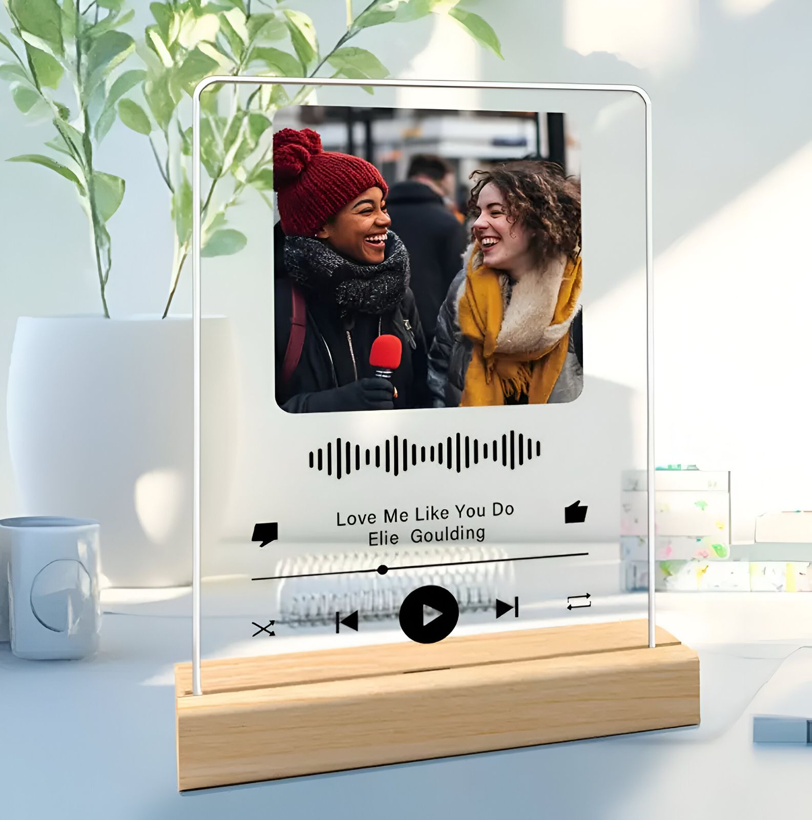 Music Plaque Acrylic Record with Wooden Stand