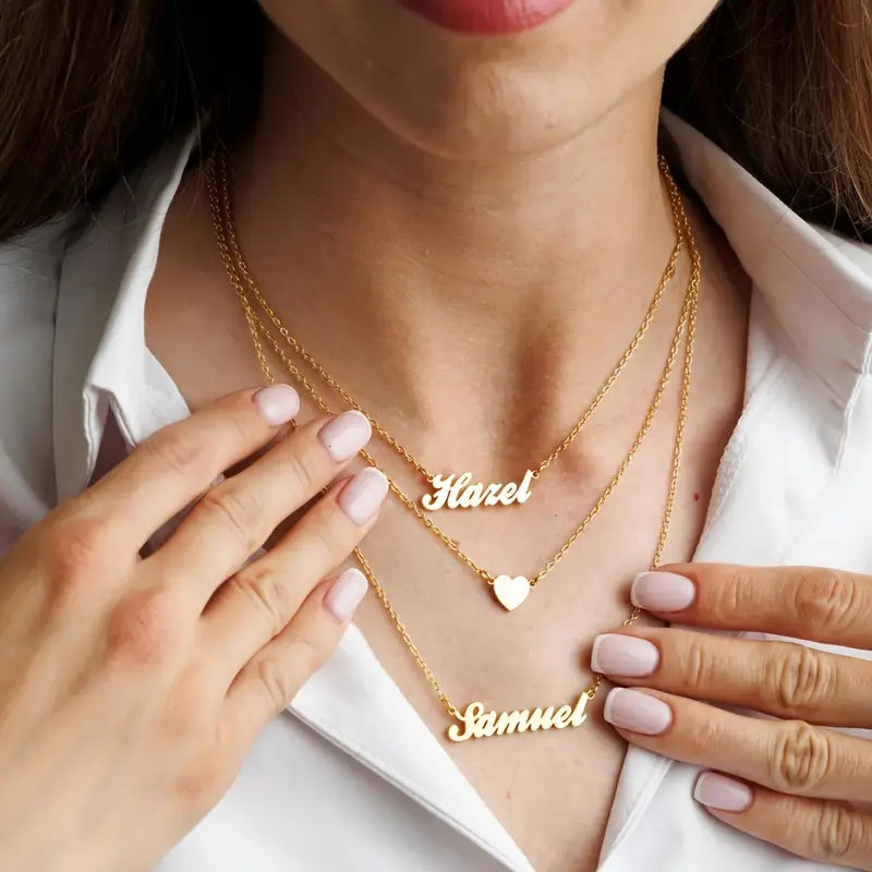 Trinity Layers Name Necklace