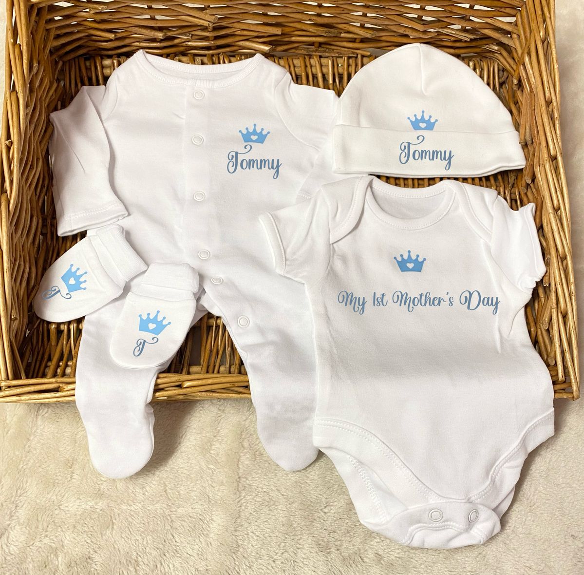 Custom Text Baby Onesie Set